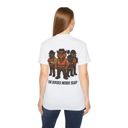 AL Catone T-shirt Dockworkers Docks Never Sleep